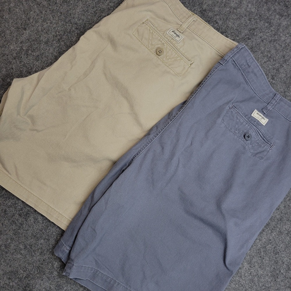 Wrangler Chino Shorts Mens 46 Flat Front Slash Pocket Preppy Dad BUNDLE LOT